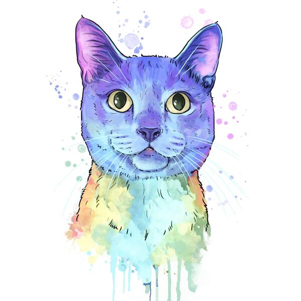 Pastell Aquarell Katzenporträt von Fotos