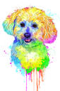 Akvareļa krāsains Bichon Frise suņu šķirnes portrets ar fonu
