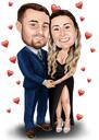 Romantik Çift Karikatürü: El Ele Tutuşmak