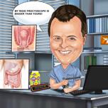 Доктор рисует с офисным фоном