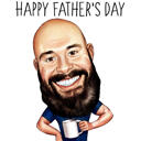 Funny Father's Day Caricature Drawing in Exaggerated Style for Gift