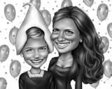 Caricatura di compleanno dei migliori amici per sempre che disegna per ragazze dalle foto