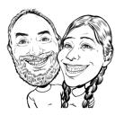 Omtrek karikatuur van een stel