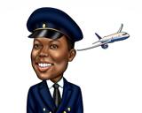 Pilot Caricature Portrait in Uniform