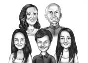 Group Caricature Sketch in Black and White Style
