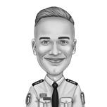 Caricatura de regalo de oficial de policía en estilo blanco y negro