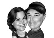 Hug Cartoon Drawing in Black and White Style from Photos