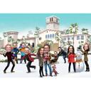 Company Skiing Christmas Caricature Card
