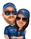 Caricatura deportiva personalizada de dos personas
