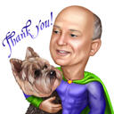 Proprietario del supereroe con il disegno del cane