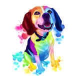 Portret Beagle cu corp întreg în acuarelă din fotografie