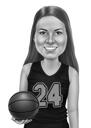 Jugador de baloncesto femenino en blanco y negro
