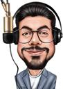 Sänger mit Mikrofon Cartoon Portrait von Fotos im Farbstil