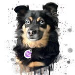 Caricatura de perro en acuarela a partir de una fotografía.