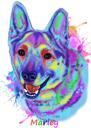 Akvareļkrāsu suņa portrets no fotoattēla, kas zīmēts ar roku zilā krāsā