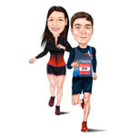 Two Persons Jogging Cartoon