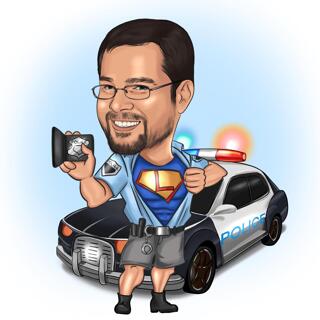 Superhero Policing Caricature in Color Style from Photo
