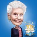 Persona personalizada 100 años Regalo de caricatura de cumpleaños en estilo de color