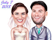 Retrato de caricatura de aniversario de bodas