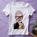 Männerkarikatur von Fotos auf T-Shirt-Druck