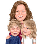 Mom with Two Kids Drawing