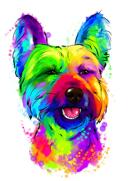 Cute+Dog+Caricature+Portrait+with+Custom+Pet+Tag+from+Photos+in+Watercolor+Style