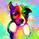 Akvarell koerte karikatuurne portree fotodelt neutraalse värviga taustaga