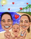 Vacation Family with Baby Caricature