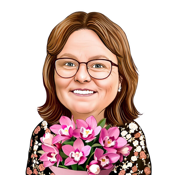 Caricatura do Dia das Mães com Flores