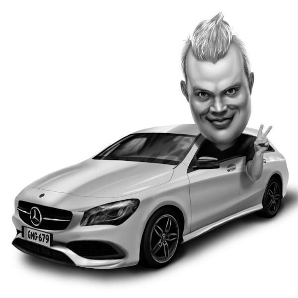 Homem no Carro - Preto e Branco