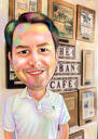 Oil Drawing: Person Cartoon Portrait on Custom Background