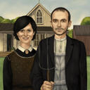 Pictură portret personalizată pentru cuplu gotic american