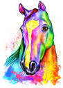 Retrato de cavalo pastel de fotos - estilo aquarela