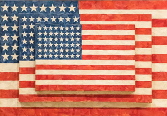 6. جاسبر جونز، ثلاثة أعلام (1958)، زيت على قماش. متحف ويتني للفن الأمريكي-0