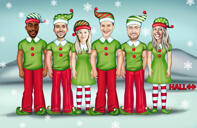 Caricature de Noël de style elfe d'entreprise