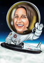 Uçak Arkaplanlı Astronot Pilotu Özel Karikatürü