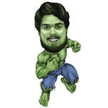 Caricatura de superhéroe hombre verde