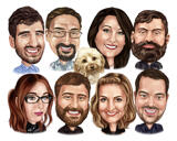 Large Family of 8 Caricature