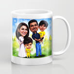 Tasse caricature de famille avec enfants