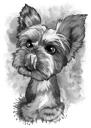Yorkshire Terrier Cartoon portret schilderij van foto's in grafietstijl