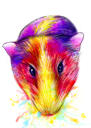 الرأس والكتفين خنزير غينيا صورة بأسلوب الألوان المائية من الصورة