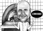 Карикатура на шеф-повара с ножом