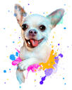 Retrato de desenho animado de cachorro branco em estilo aquarela da foto