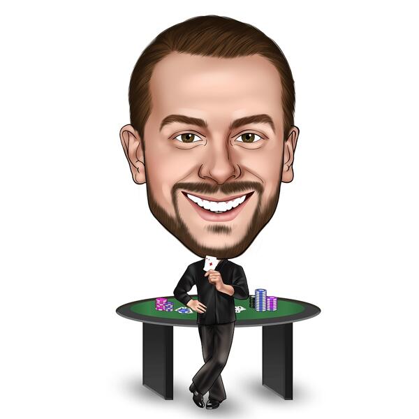 Drawing of Person Behind Poker Table