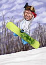 Özel Kış Snowboard Karikatür Çizimi