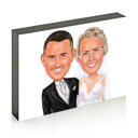 Portret de desene animate cu două persoane din fotografii în stil color pe pânză