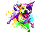 Potente ritratto di caricatura di cane Bull Terrier in stile acquerello di tutto il corpo da foto
