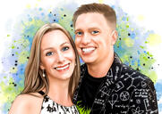 Portrait de couple à l'aquarelle d'après photos