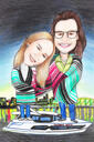 Couple on Sailboat Caricature Portrait