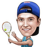 Head and Shoulders Tennis Player Caricature